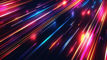 Wall Mural - An abstract background featuring vibrant, colorful light streaks and glowing effects across a dark backdrop.