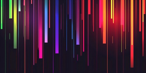 Aufkleber - Colorful vertical neon lines on a black background.