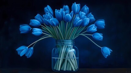 Sticker - blue tulips in glass vase