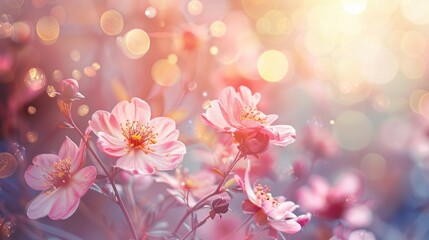 Wall Mural - Soft focus flowers on bokeh background