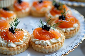 A selection of mini tarts with various toppings beautifully arranged for an elegant and festive presentation