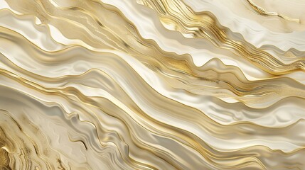 Wall Mural - This_portrayal_showcases_of_an_abstract_wave_pattern_in_white_and_golden_lines