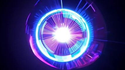 Poster - Glowing portal in time and space, emitting light rays. Perfect for sci-fi, tech, and future projects