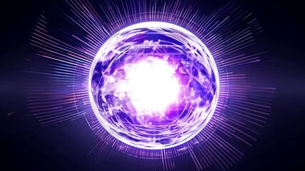 Poster - Purple planet earth is glowing surrounded by digital binary code and data, symbolizing global network, big data, artificial intelligence and technology