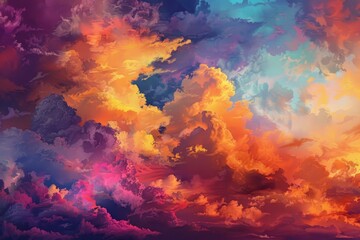 Poster - Surreal sky with a mesmerizing blend of colors, evoking fantasy and dreams