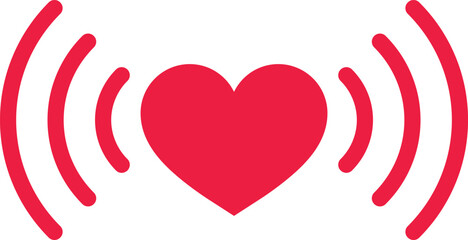 Fototapete - Heart wifi icon . Red wifi heart icon . Love signal icon . Heart waves symbol . Vector illustration