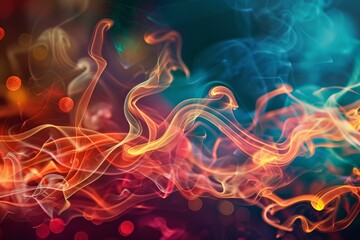 Poster - Vibrant, flowing smoke patterns in red and blue hues on a dark backdrop
