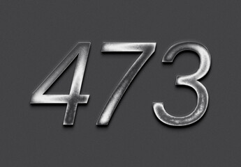 Poster - Chrome metal 3D number design of 473 on grey background.