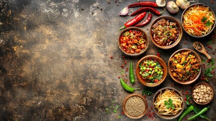 Wall Mural - Assortment of Spicy Asian Dishes