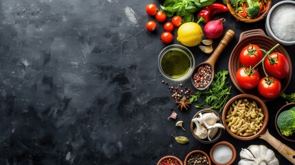 Poster - A Tabletop Still Life of Fresh Ingredients for Italian Cuisine