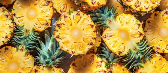 Canvas Print - Close-up of Sliced Pineapples