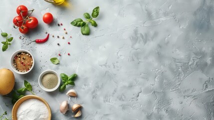 Poster - Culinary Ingredients on a Rustic Background