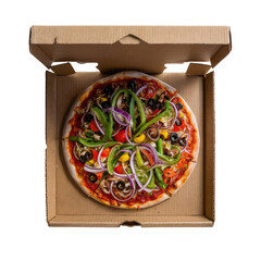 Isolated PNG Pizza in a Cardboard , GENERATIVE AI