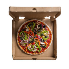 Wall Mural - Isolated PNG Pizza in a Cardboard , GENERATIVE AI