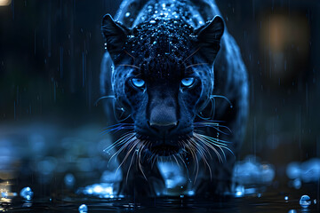 Wall Mural - Black Panther in the Rain