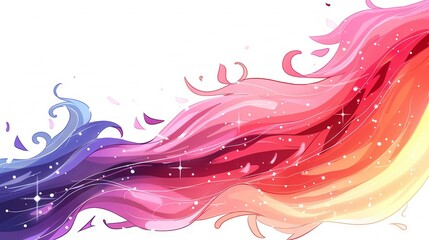 Sticker -  Woman's Long Hair with Stars & Swirls