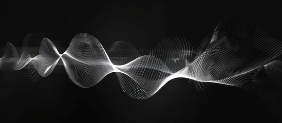 Wall Mural - Abstract White Wave on Black Background