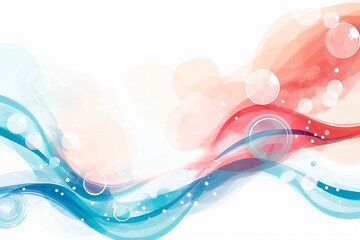 Wall Mural - Abstract Blue and Red Waves with Bubbles