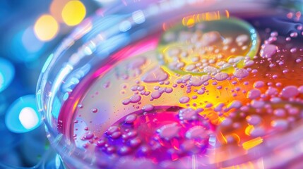 Canvas Print - Abstract Colorful Bubbles in a Petri Dish