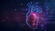 © lime - Futuristic Medical Research in Cardiac Cardiology Health Care along with Diagnostic Vital Infographic Biometrics using Clinical and Hospital Stethoscopes.Generative AI
