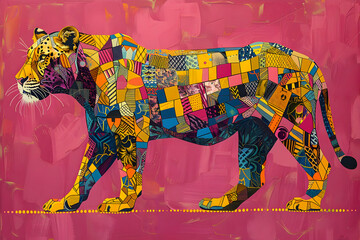 Poster - Colorful Patchwork Lion