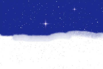 a blue sky with white clouds and a starry sky