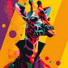 Poster - Colorful Giraffe in a Jacket