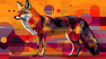 Canvas Print - Geometric Fox Illustration