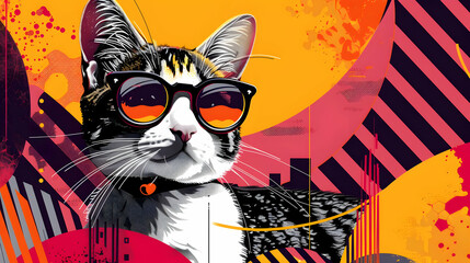 Wall Mural - Cool Cat in Sunglasses