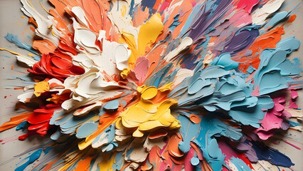 Wall Mural - Explosion of colorful paint splashes