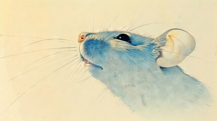 Poster -   A close-up of a mouse's face with its mouth open and wide-open eyes