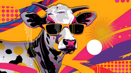 Wall Mural - Cool Cow in Sunglasses