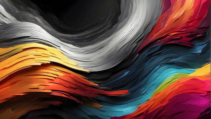 Wall Mural - Digital black wave with colorful accents