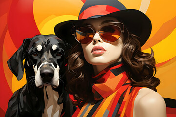 Poster - Retro Fashion with a Dog