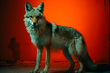 Wall Mural - Coyote in Red Light