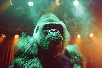 Canvas Print - Gorilla in Smoky Stage Lights