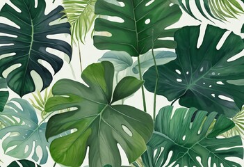 Wall Mural - Exotic Watercolor Illustrations for Tropical Décor