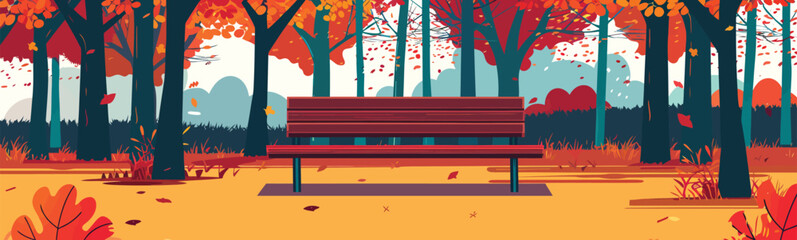 Wall Mural - Autumn foliage in a park isolated vector style