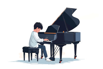 kid playing on piano stock image isolated vector style