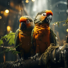 Parrots in the Rain