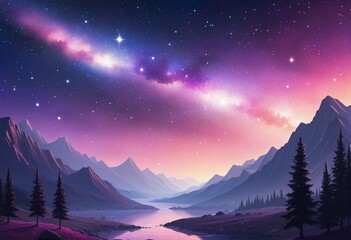 Wall Mural - starry night dreamscape