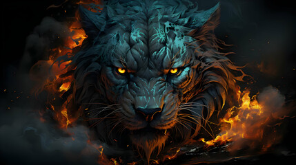 Canvas Print - Fiery Beast:  A Digital Art Masterpiece