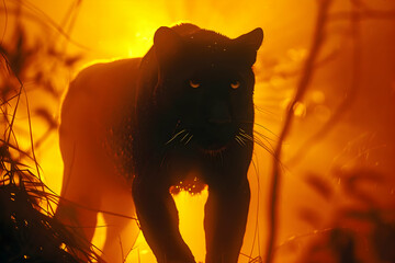 Canvas Print - Black Panther in Golden Light