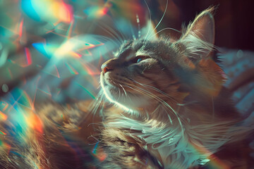 Poster - Cat In Rainbow Light