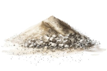 Poster - A pile of rocks and gravel on a white background