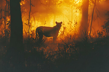 Canvas Print - Silhouette of a Panther in the Forest