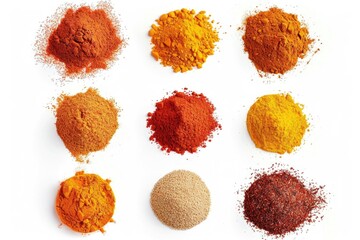 Poster - A selection of different spices displayed on a clean white surface