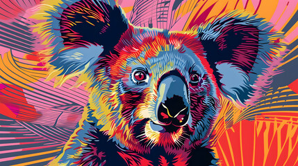 Sticker - Colorful Koala Portrait