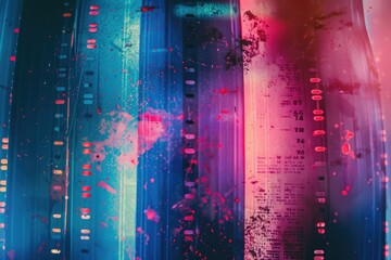 Poster - A close-up view of a modern building with many lights, great for representing urban life and architecture