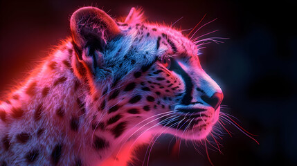 Poster - Neon Leopard Portrait